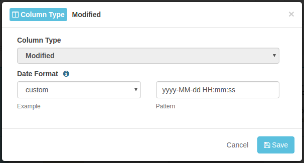 Column Type <i> Modified
						
						</i>