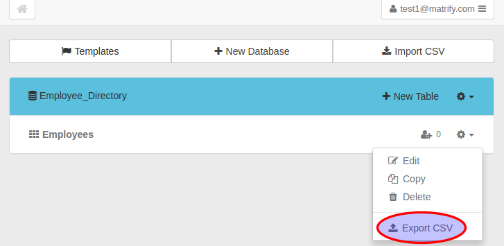 Export CSV from Dashboard