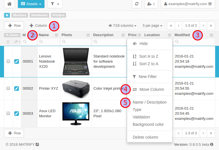 Manage Columns