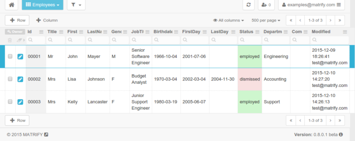 Screenshot of Employee Directory Example